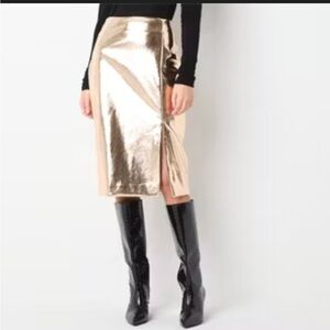 NWT Worthington Rose Gold Metallic Pencil Skirt